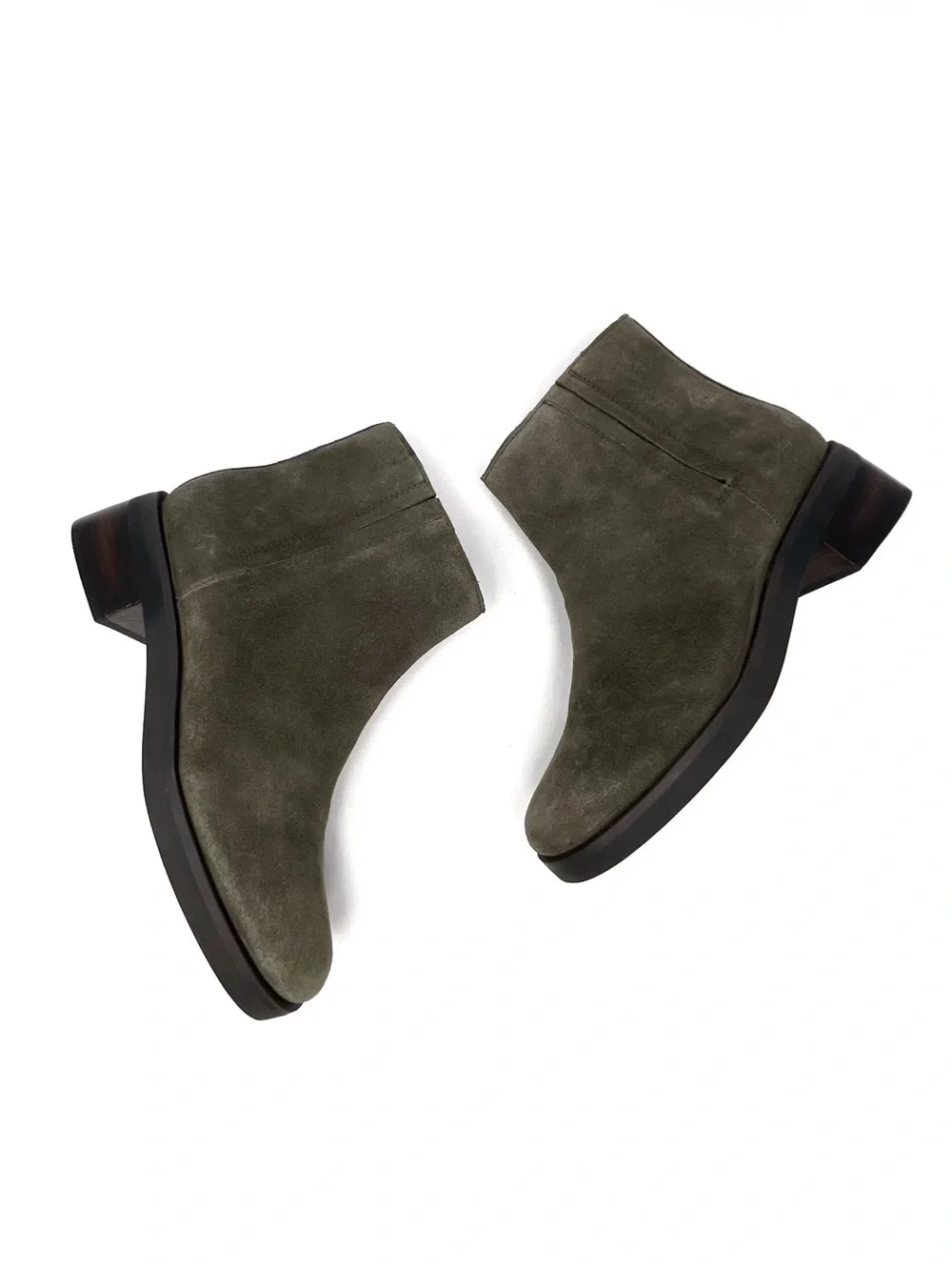 Abeo Traverse Ankle Olive Green Suede Side-Zip Ankle Boots